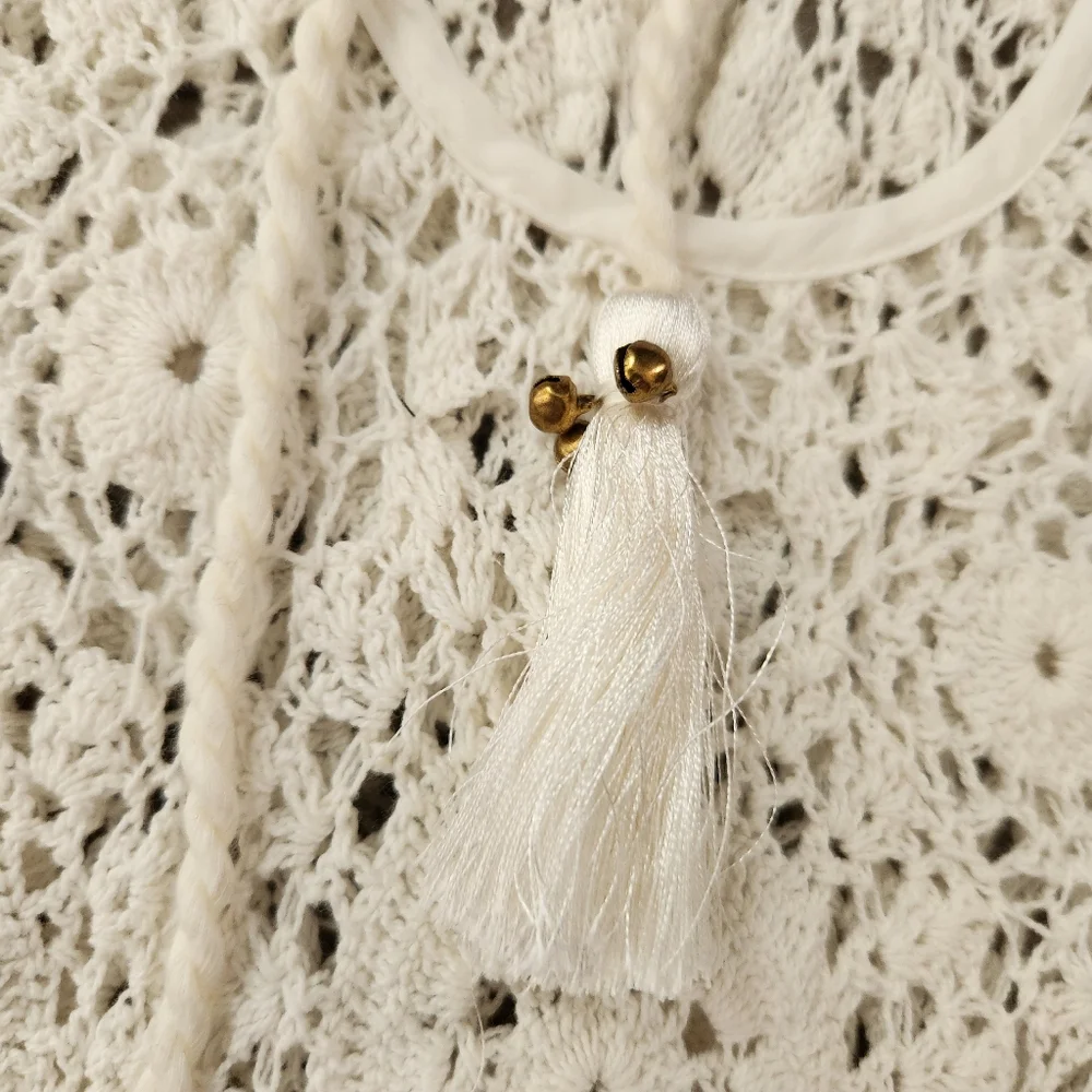 Free‎ People Desert Daze Crochet Bodysuit In Ivory White Womens Size Large